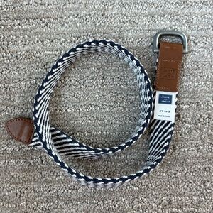 Janie and Jack Blue and White Stitch and Leather Belt sz 2/3